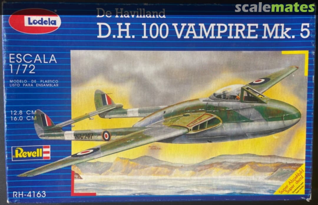 Boxart De Havilland DH-100 Vampire Mk.5 RH-4163 Revell/Lodela Boxart De Havilland DH-100 Vampire Mk.5 RH-4163 Revell/Lodela