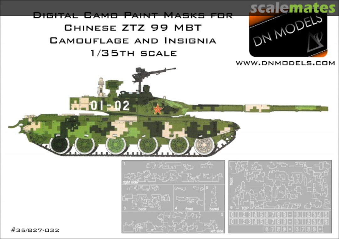 Boxart Digital Camo Paint Masks ZTZ99 + numbers 35/827-032 DN Models Boxart Digital Camo Paint Masks ZTZ99 + numbers 35/827-032 DN Models