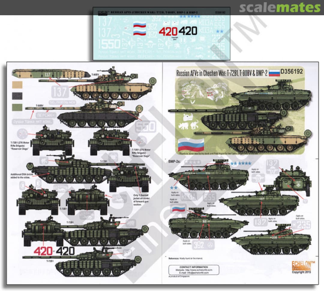 Boxart Russian AFVs in Chechen War: T-72B1,T-80BV & BMP-2 D356192 Echelon Fine Details Boxart Russian AFVs in Chechen War: T-72B1,T-80BV & BMP-2 D356192 Echelon Fine Details