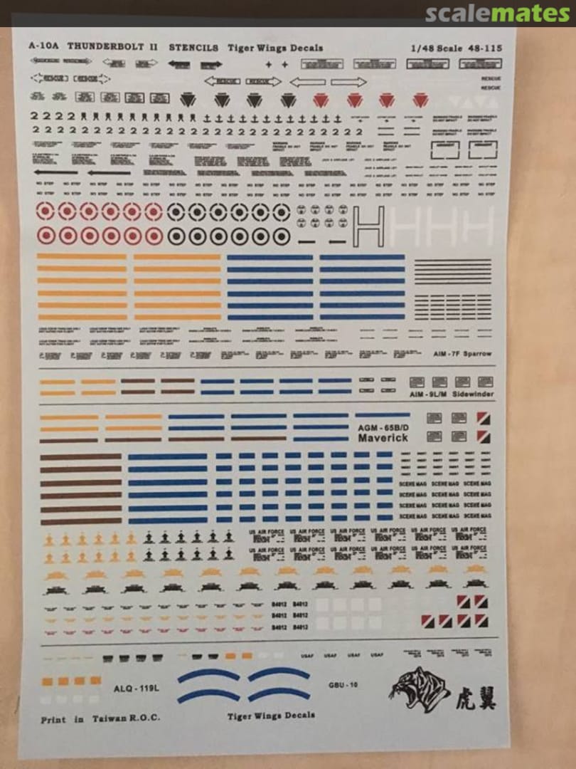 Boxart A-10A Thunderbolt II stencils 48-115 Tiger Wings Boxart A-10A Thunderbolt II stencils 48-115 Tiger Wings