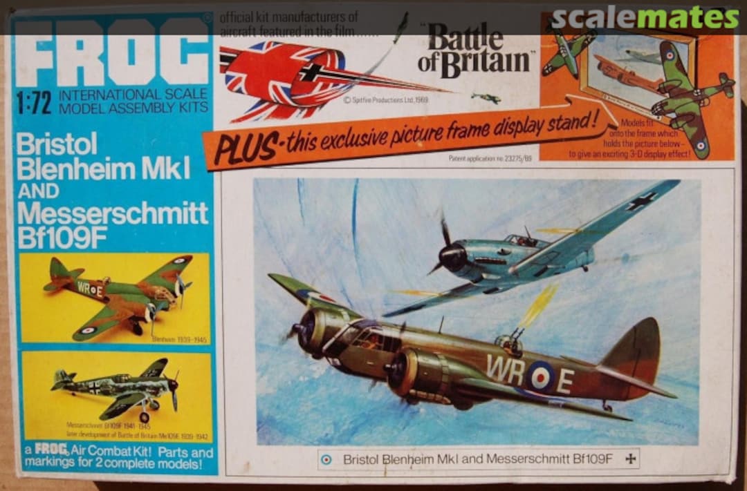 Boxart Bristol Blenheim MkI and Messerschmitt Bf109F F512 FROG Boxart Bristol Blenheim MkI and Messerschmitt Bf109F F512 FROG