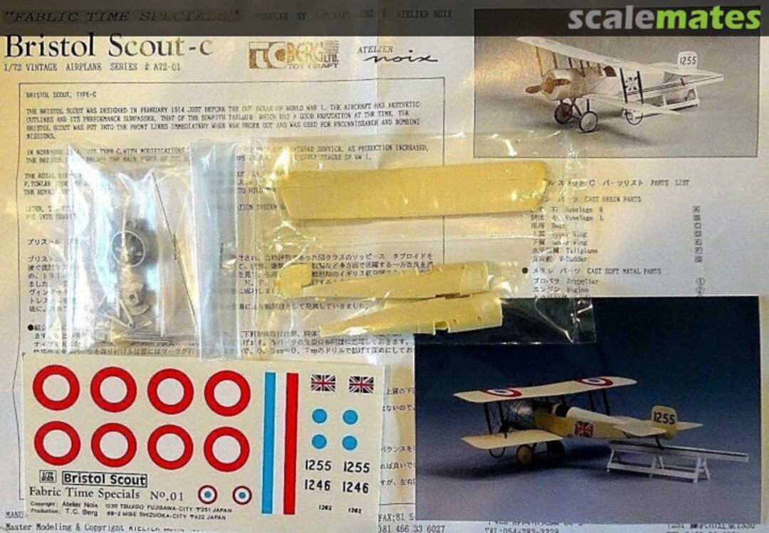 Contents Bristol Scout C A72-01 TC Toy Craft Berg Contents Bristol Scout C A72-01 TC Toy Craft Berg
