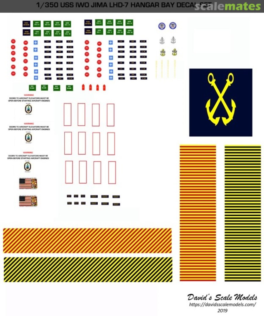 Boxart USS Iwo Jima LHD-7 Hangar Bay Decal Set LHD-7-HB-350 David's Scale Models Boxart USS Iwo Jima LHD-7 Hangar Bay Decal Set LHD-7-HB-350 David's Scale Models