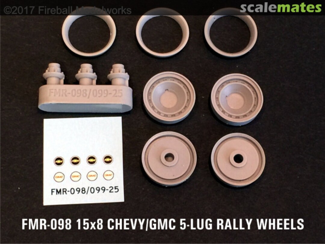 Boxart Resin 15x8 Chevy/GMC 5-Lug Rally Wheels (Pair) FMR-098 Fireball Modelworks Boxart Resin 15x8 Chevy/GMC 5-Lug Rally Wheels (Pair) FMR-098 Fireball Modelworks