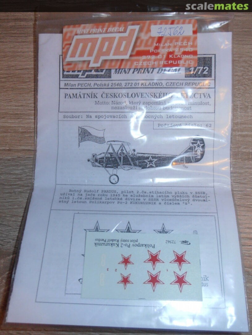 Boxart Polikarpov Po-2 72562 Mini Print Decal