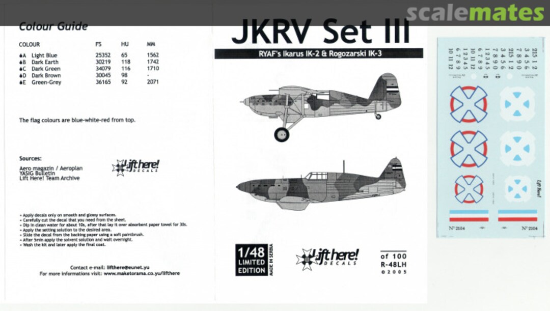 Contents JKRV Set III R-48LH Lift Here Decals Contents JKRV Set III R-48LH Lift Here Decals