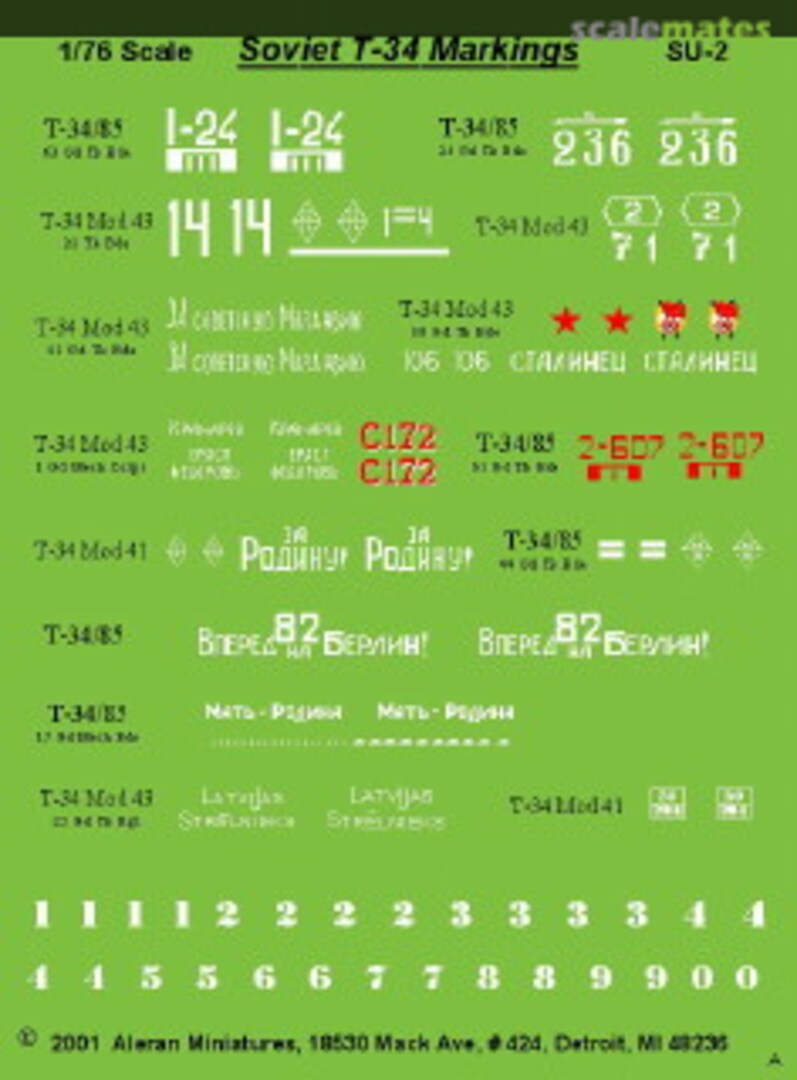 Boxart T-34 Markings SU-2 Aleran Miniatures Boxart T-34 Markings SU-2 Aleran Miniatures