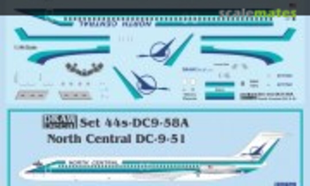 1:144 North Central DC-9-51, Republic Scheme (Draw Decal 44-DC9-58A) 44-DC9-58A