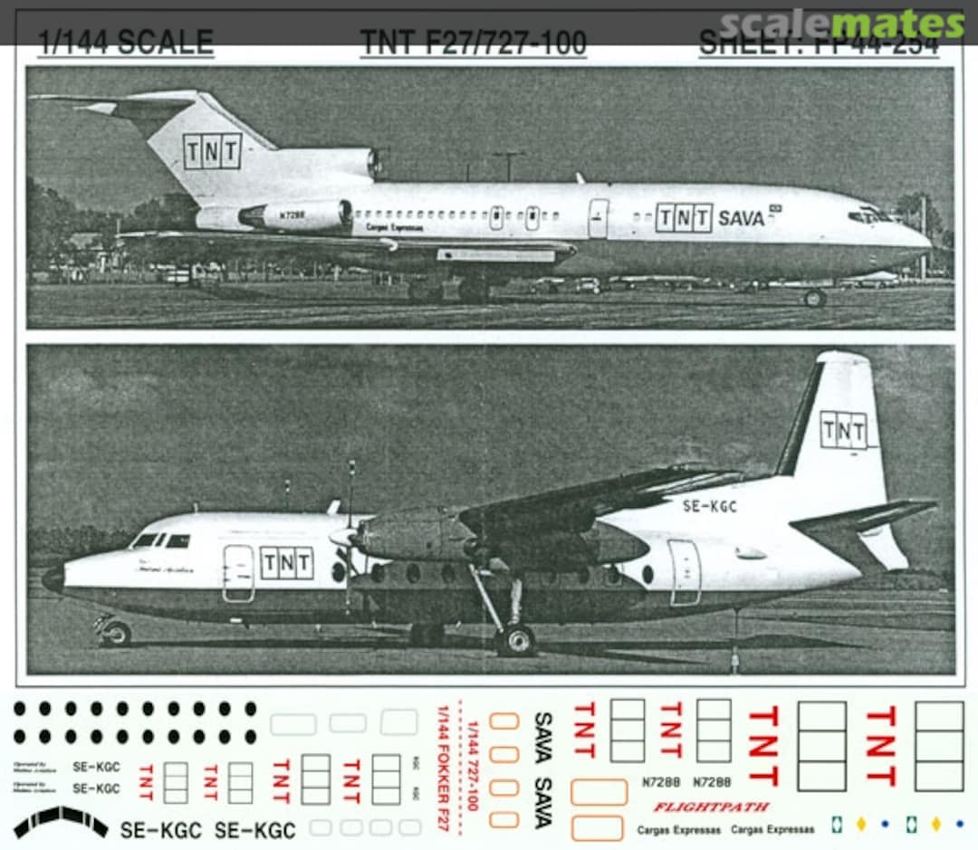 Boxart TNT: Fokker F.27 / Boeing 727-100C FP44-254 Flightpath Decals Boxart TNT: Fokker F.27 / Boeing 727-100C FP44-254 Flightpath Decals