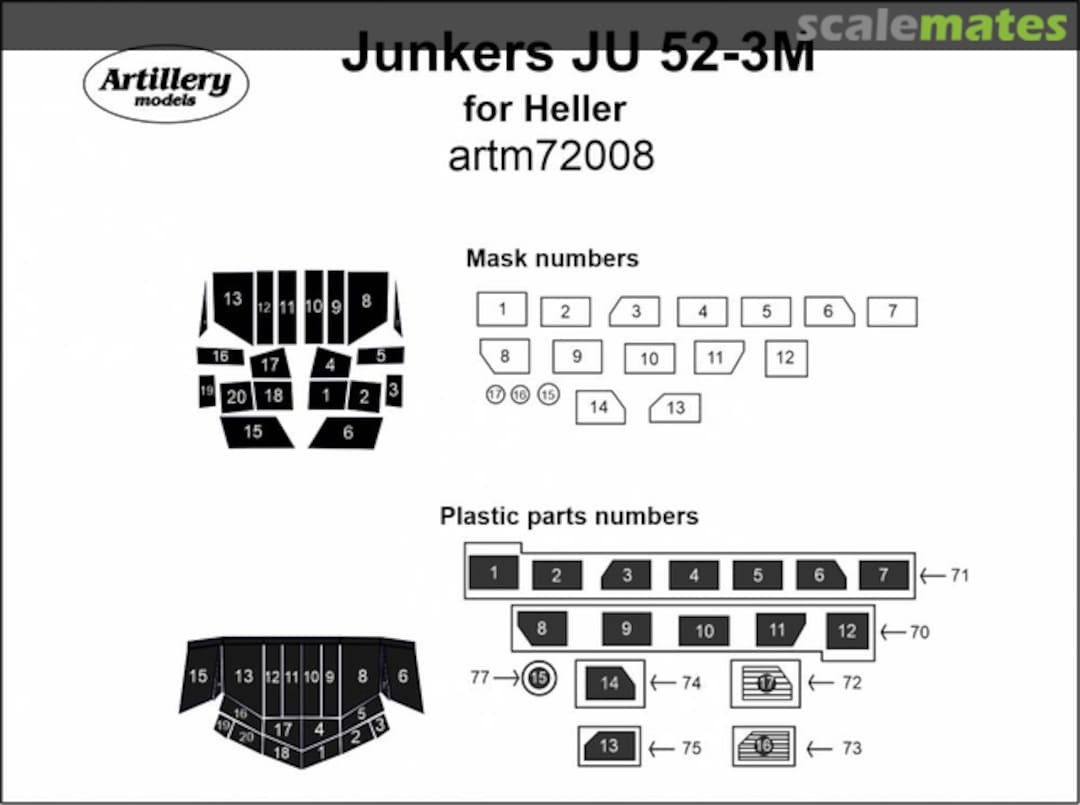 Boxart Junkers Ju 52-3M masks artm72008 Artillery models Boxart Junkers Ju 52-3M masks artm72008 Artillery models