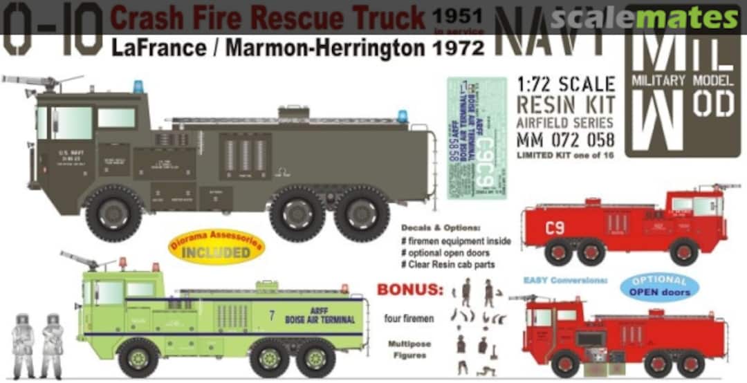 Boxart O-10 Crash Fire Rescue Truck NAVY MM 072 058 Mil Mod Boxart O-10 Crash Fire Rescue Truck NAVY MM 072 058 Mil Mod
