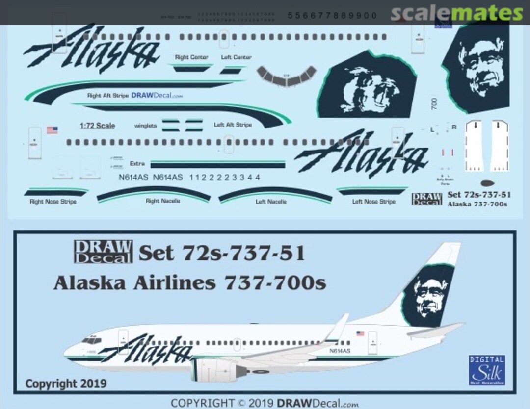 Boxart Alaska Airlines 737-700s 72-737-51 Draw Decal Boxart Alaska Airlines 737-700s 72-737-51 Draw Decal