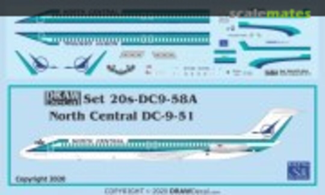 1:200 North Central DC-9-51, Republic Scheme (Draw Decal 20-DC9-58A) 20-DC9-58A