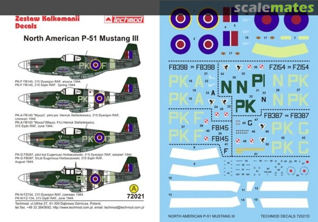 Boxart North American P-51 Mustang III 72021 Techmod