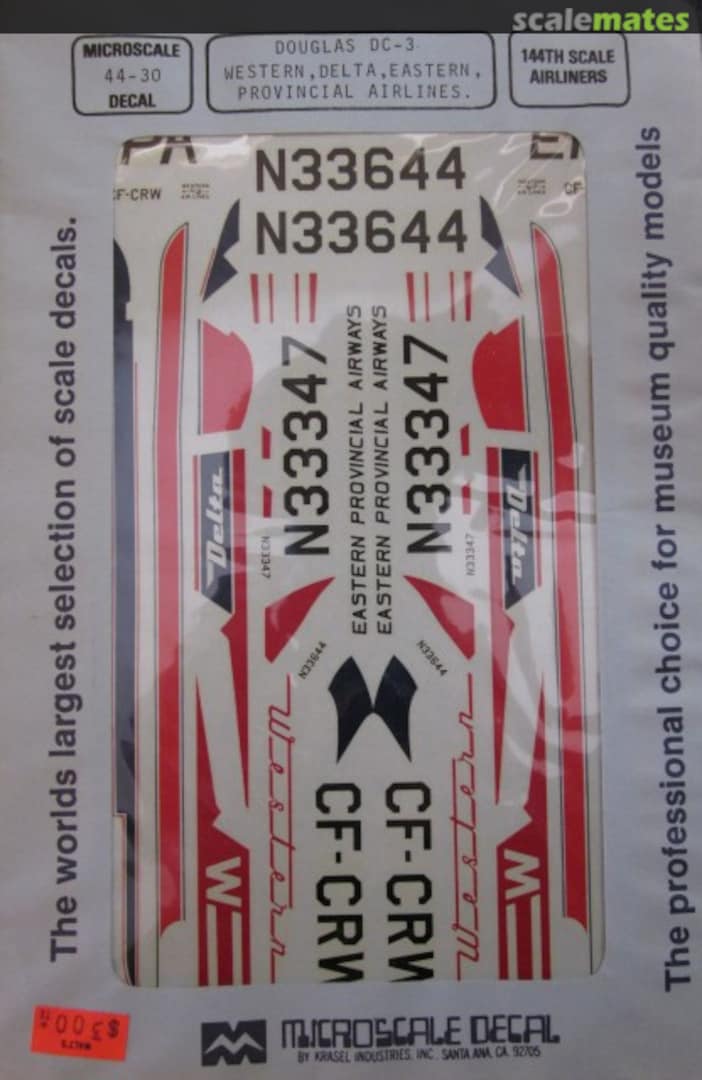 Boxart Douglas DC-3 44-30 Microscale Boxart Douglas DC-3 44-30 Microscale