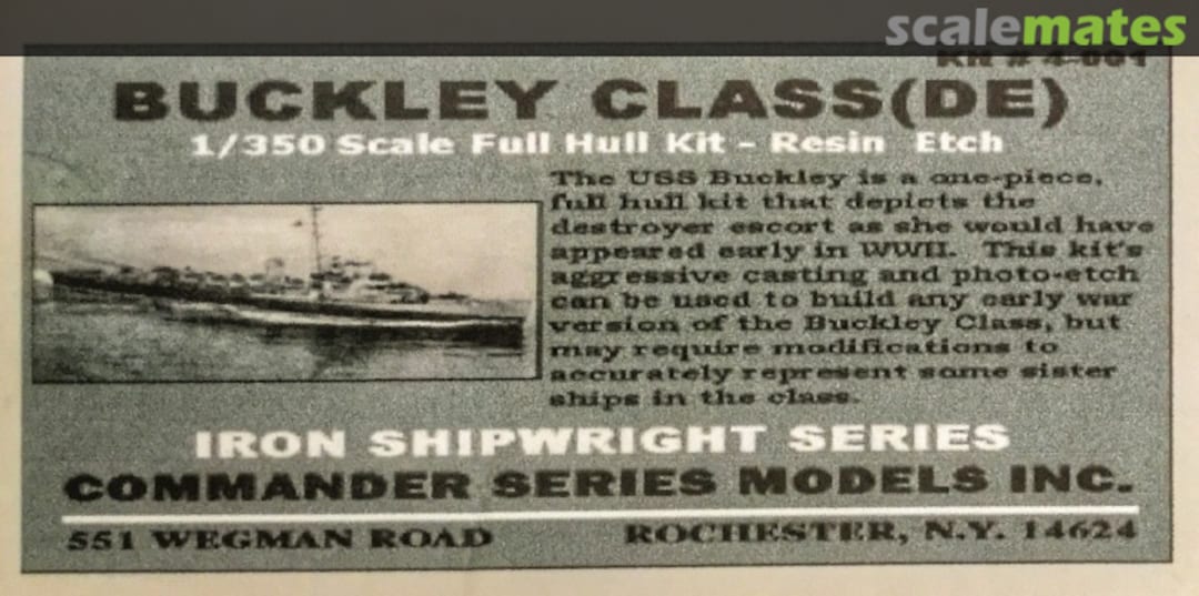 Boxart Buckley Class (DE) 4-001 Commander Series Models Boxart Buckley Class (DE) 4-001 Commander Series Models