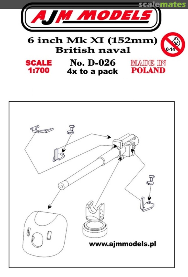 Boxart British 6 inch Mk XI (152mm) British naval D-026 AJM Models
