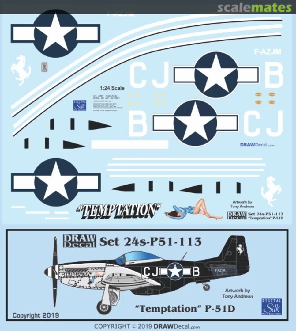 Boxart “Temptation” P-51D 24-P51-113 Draw Decal Boxart “Temptation” P-51D 24-P51-113 Draw Decal
