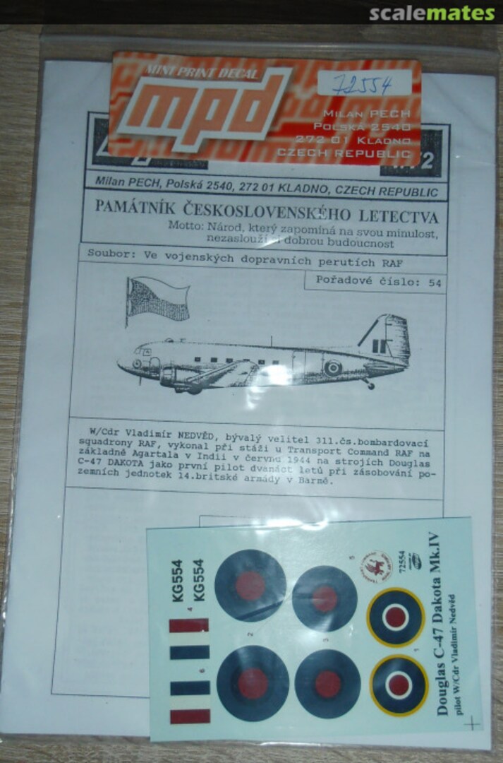 Boxart Dakota Mk.IV 72554 Mini Print Decal