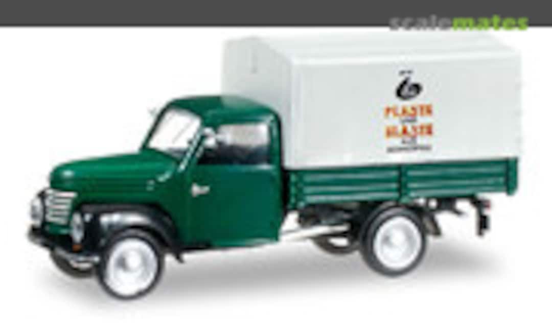 1:87 Framo 901/2 canvas trailer &quot;Plaste &amp; Elaste aus Schkopau&quot; (Herpa 091978)