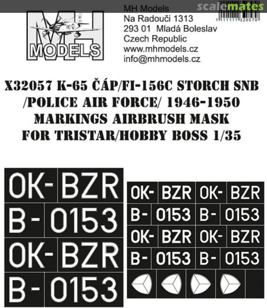 Boxart K-65 Čáp/Fi-156C Storch SNB (Police Air Force) 1946-1950 Markings Airbrush Mask X32057 MH Models Boxart K-65 Čáp/Fi-156C Storch SNB (Police Air Force) 1946-1950 Markings Airbrush Mask X32057 MH Models