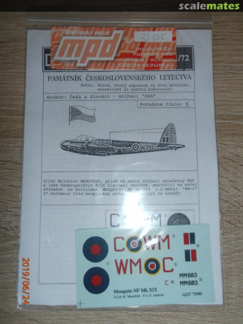 Boxart Mosquito NF Mk.XIX 72505 Mini Print Decal Boxart Mosquito NF Mk.XIX 72505 Mini Print Decal