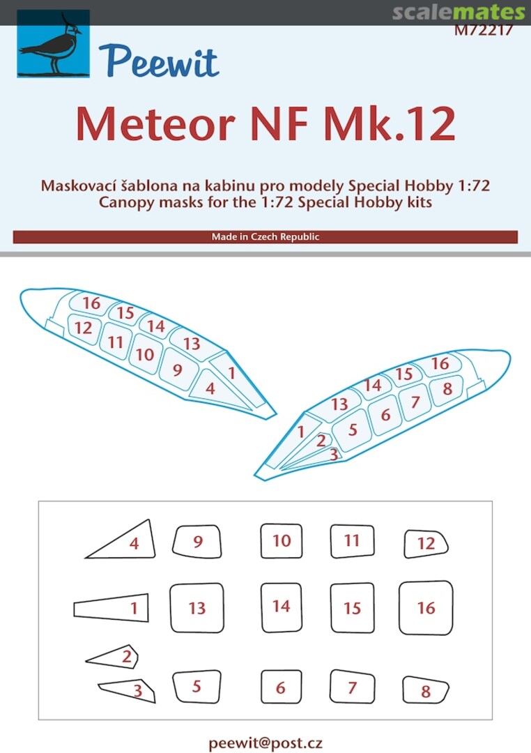 Boxart Canopy Mask: Meteor NF Mk. 12 M72217 Peewit Boxart Canopy Mask: Meteor NF Mk. 12 M72217 Peewit