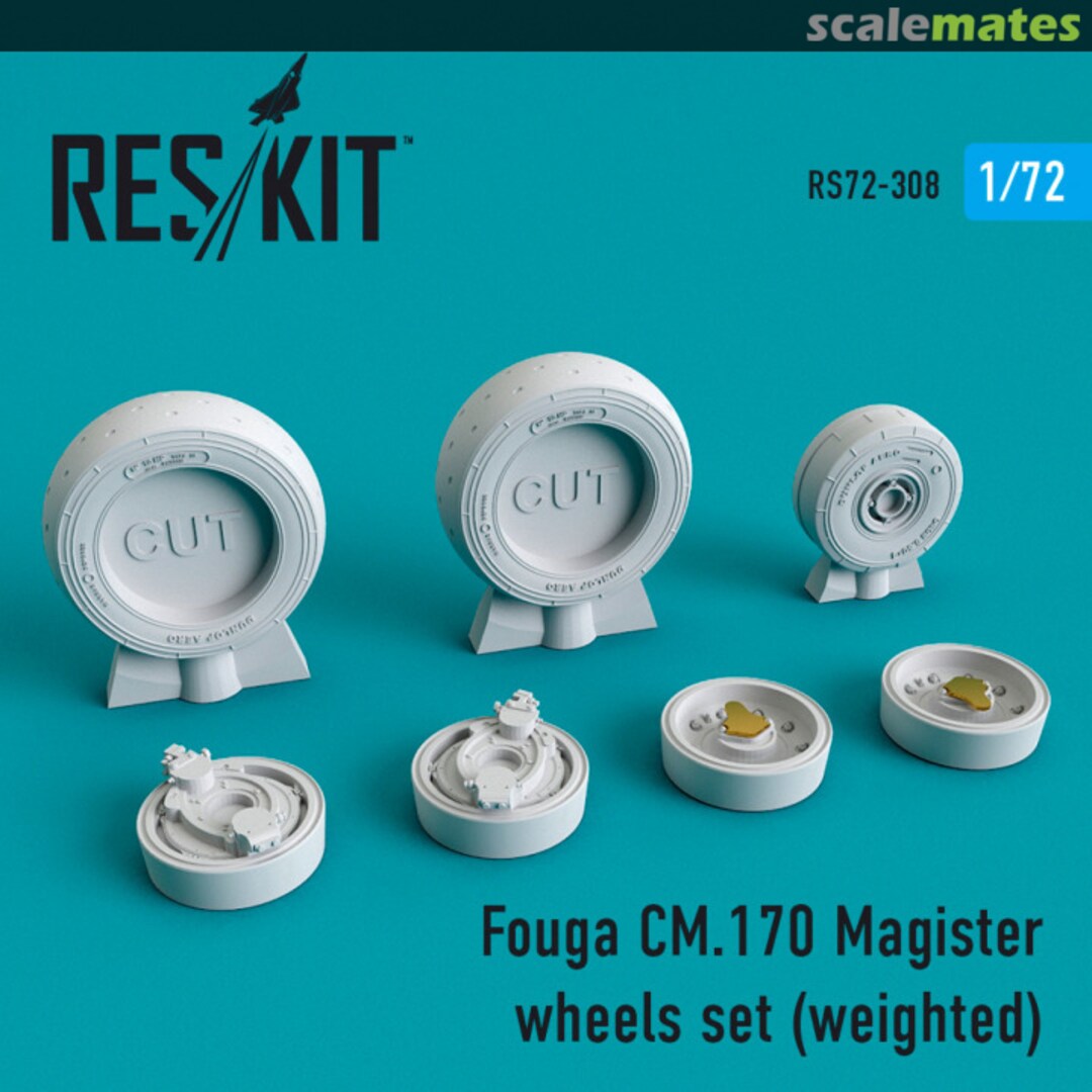 Boxart Fouga CM.170 Magister - Weighted Wheels Set RS72-0308 ResKit Boxart Fouga CM.170 Magister - Weighted Wheels Set RS72-0308 ResKit