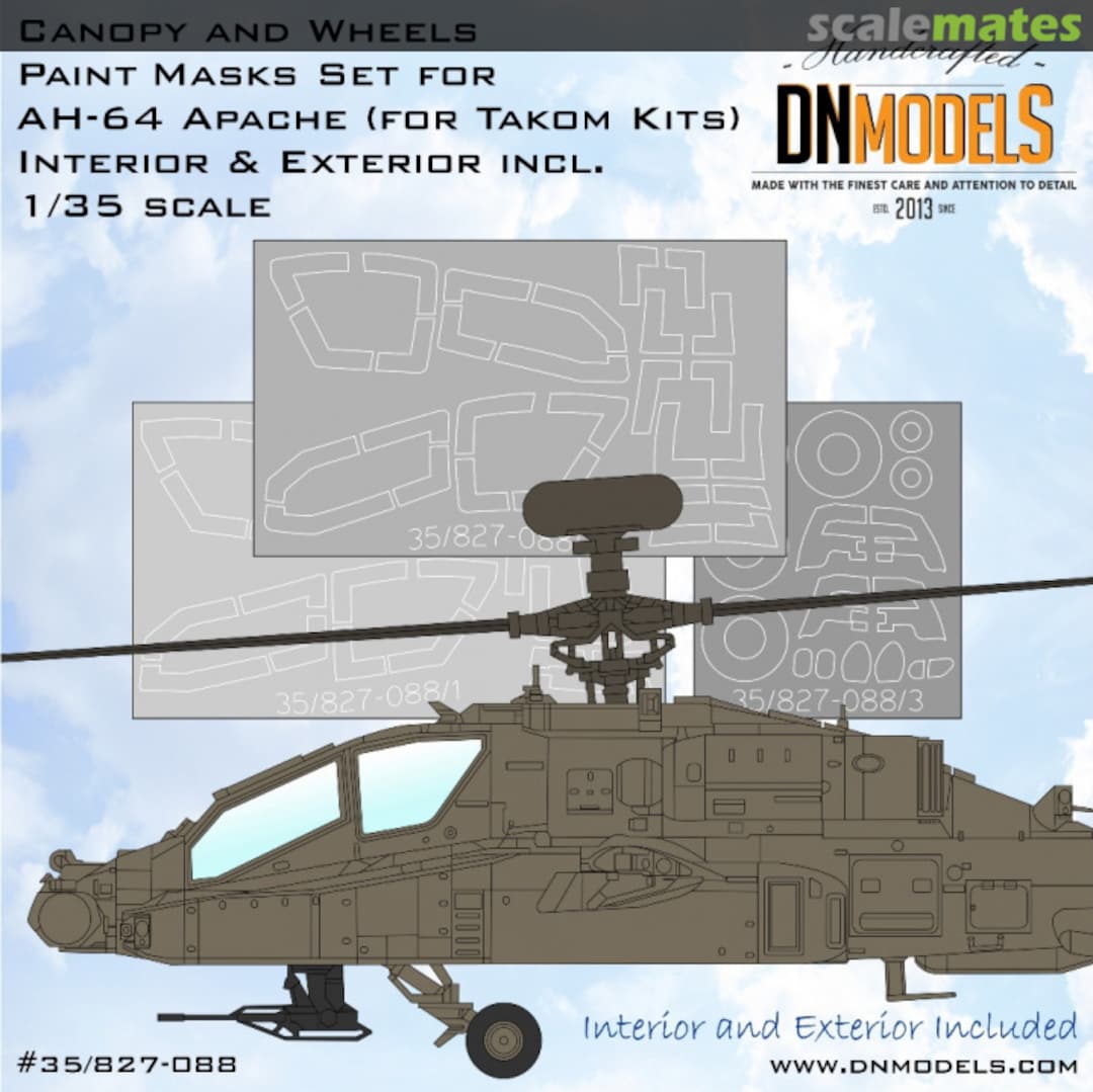 Boxart AH-64 Apache Canopy & Wheels Paint Masks Set 35/827-088 DN Models Boxart AH-64 Apache Canopy & Wheels Paint Masks Set 35/827-088 DN Models