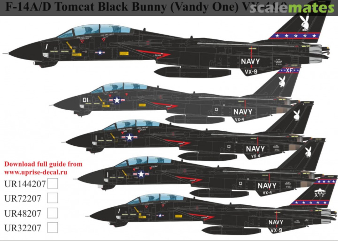 Boxart F-14A/D Tomcat Black Bunny (Vandy One) VX-4 & VX-9 UR144207 UpRise Decal