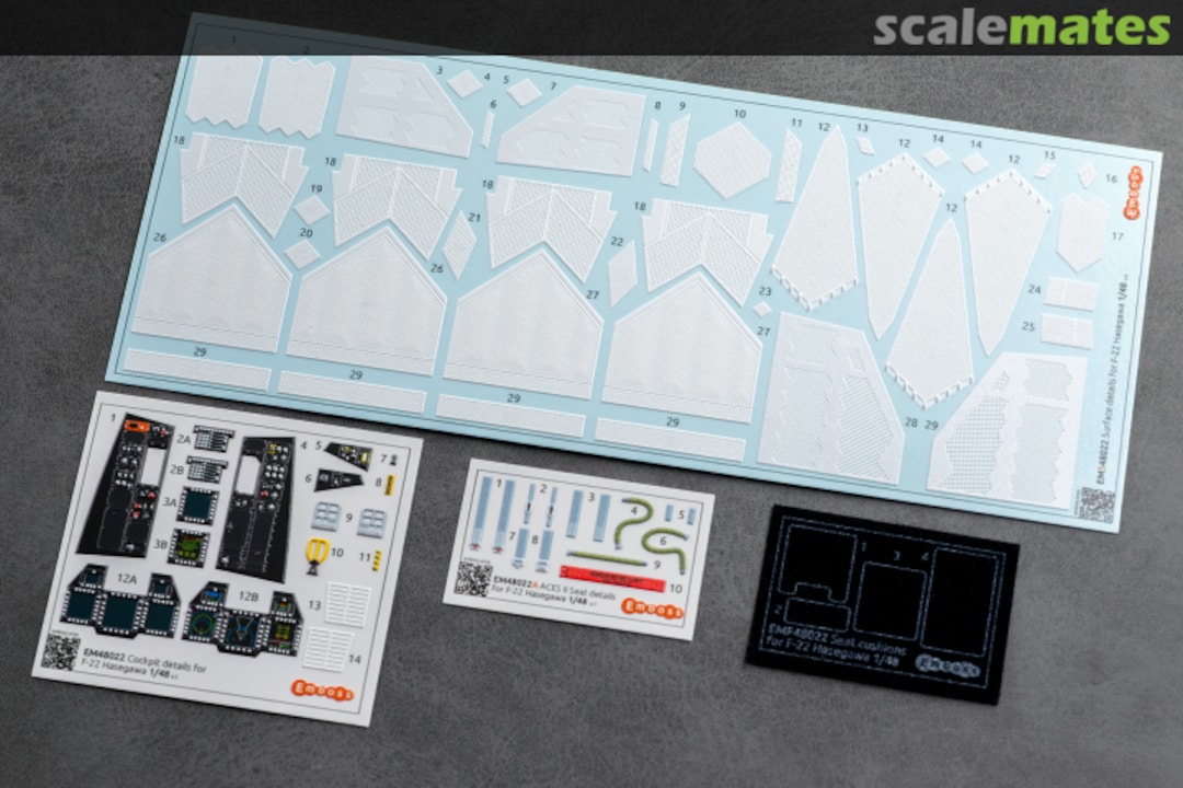 Contents F-22 COMBO interior 3D decals EM48022C Embase