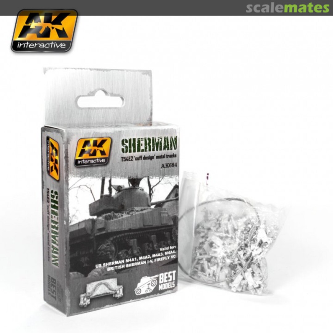 Boxart Sherman T54E2 "cuff design" metal tracks AK 684 AK Interactive Boxart Sherman T54E2 "cuff design" metal tracks AK 684 AK Interactive