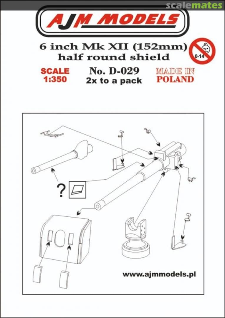 Boxart 6 inch Mk XII (152mm) half round shield D-029 AJM Models Boxart 6 inch Mk XII (152mm) half round shield D-029 AJM Models