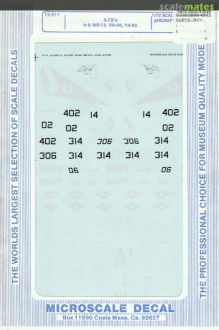 Boxart A-7E Corsair II 72-517 Microscale Boxart A-7E Corsair II 72-517 Microscale