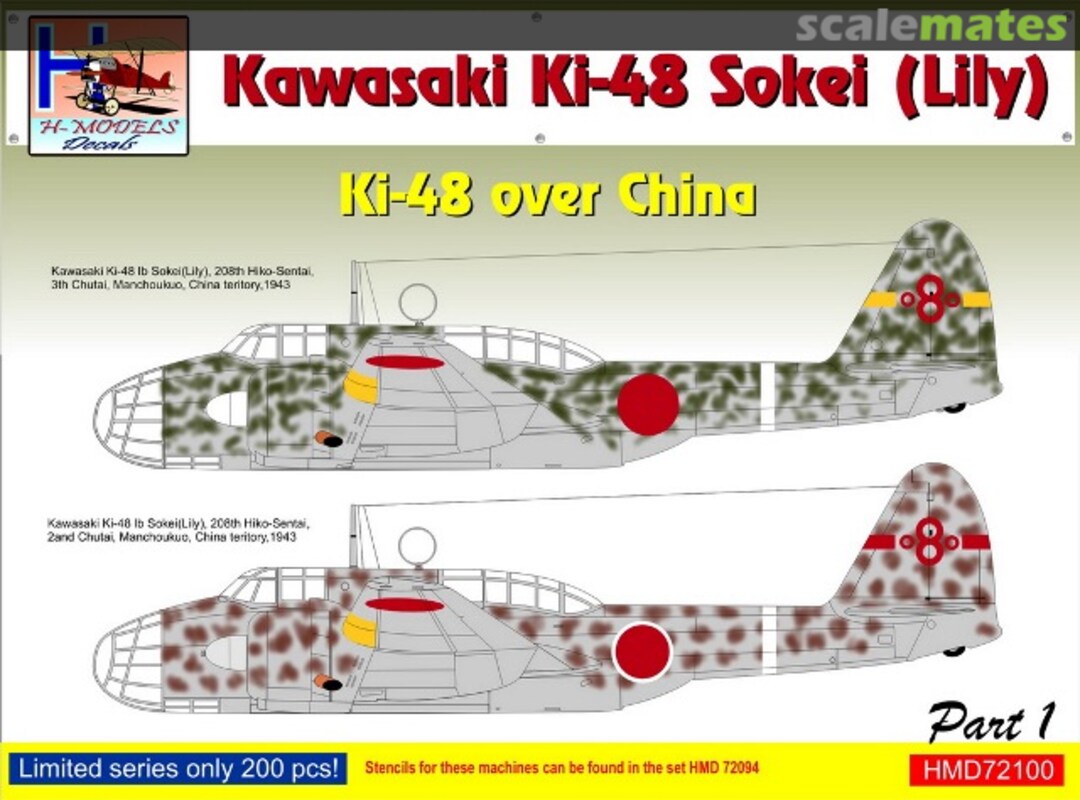 Boxart Kawasaki Ki-48 Sokei (Lily) Ki-48 over China Part 1 HMD72100 H-Models Decals Boxart Kawasaki Ki-48 Sokei (Lily) Ki-48 over China Part 1 HMD72100 H-Models Decals