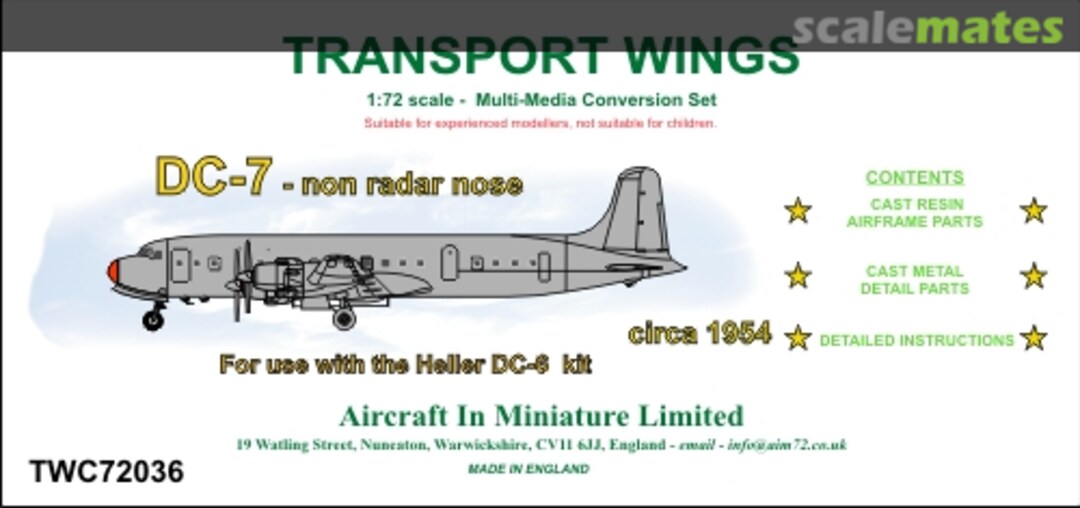 Boxart Douglas DC-7C non radar nose TWC72036 Aircraft In Miniature Ltd