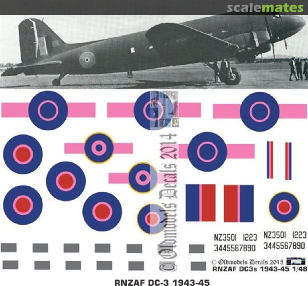 Boxart RNZAF DC3s 1943-45 OMD0856A Oldmodels Decals Boxart RNZAF DC3s 1943-45 OMD0856A Oldmodels Decals