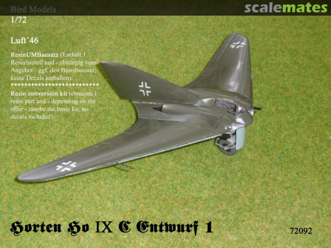 Boxart Horten Ho IXc 72092 Bird Models Boxart Horten Ho IXc 72092 Bird Models