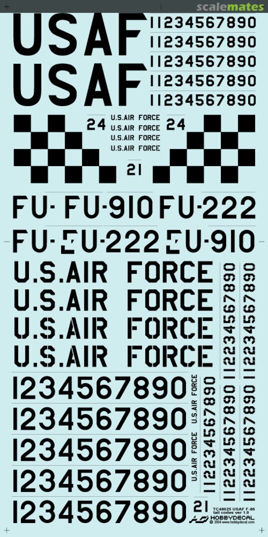 Boxart USAF F-86 Sabre Tail Codes Ver 1.0 TC48025V1 HobbyDecal Boxart USAF F-86 Sabre Tail Codes Ver 1.0 TC48025V1 HobbyDecal