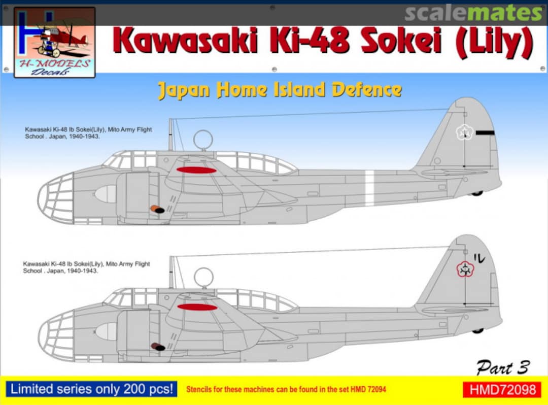 Boxart Kawasaki Ki-48 Sokei (Lily) Japan Home Island Defence Part 3 HMD72098 H-Models Decals Boxart Kawasaki Ki-48 Sokei (Lily) Japan Home Island Defence Part 3 HMD72098 H-Models Decals