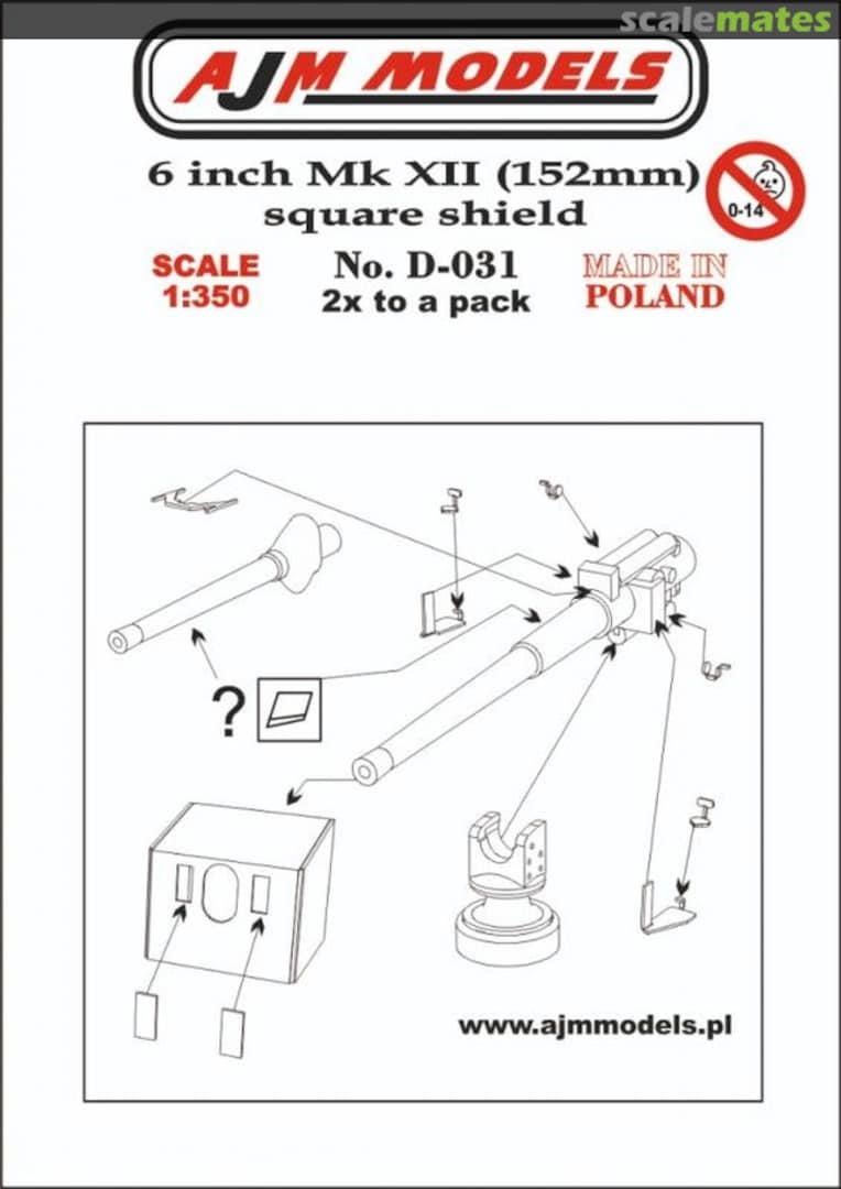 Boxart 6 inch Mk XII (152mm) square shield D-031 AJM Models Boxart 6 inch Mk XII (152mm) square shield D-031 AJM Models