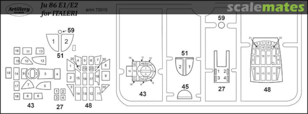 Boxart Ju 86 E1/E2 masks artm72015 Artillery models