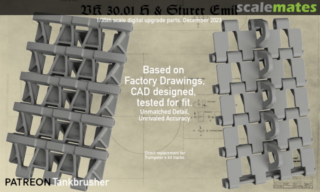 Boxart VK 30.01 H / Sturer Emil single link workable tracks 0002 Tankbrusher Scale Modeling Boxart VK 30.01 H / Sturer Emil single link workable tracks 0002 Tankbrusher Scale Modeling