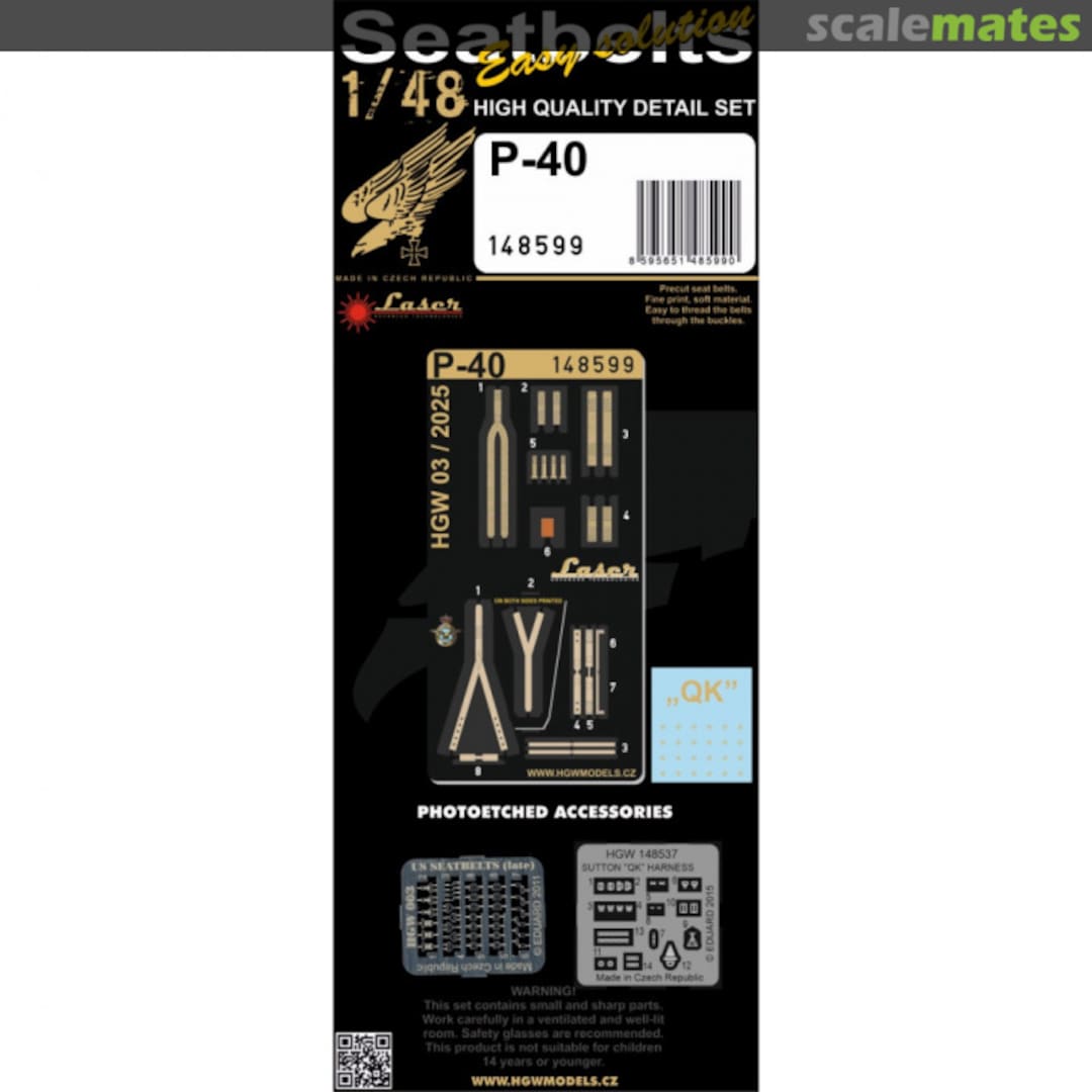 Boxart P-40 Seatbelts 148599 HGW Models Boxart P-40 Seatbelts 148599 HGW Models