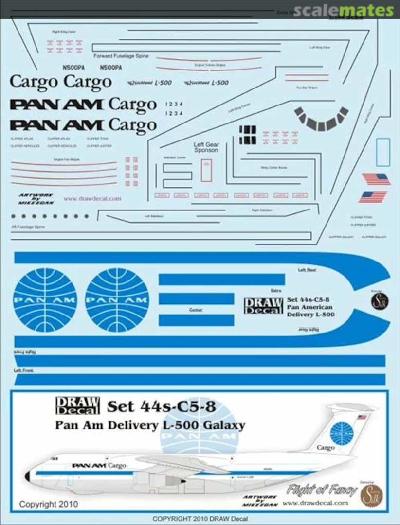 Boxart Lockheed L-500 Galaxy - Pan Am Delivery Scheme Flight of Fancy 44-C5-08 Draw Decal Boxart Lockheed L-500 Galaxy - Pan Am Delivery Scheme Flight of Fancy 44-C5-08 Draw Decal
