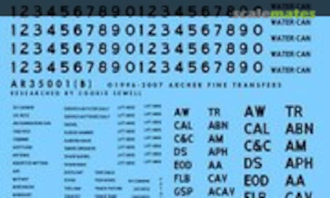 1:35 Assorted miscellaneous US vehicle stencils (black) (Archer AR35001B) AR35001B