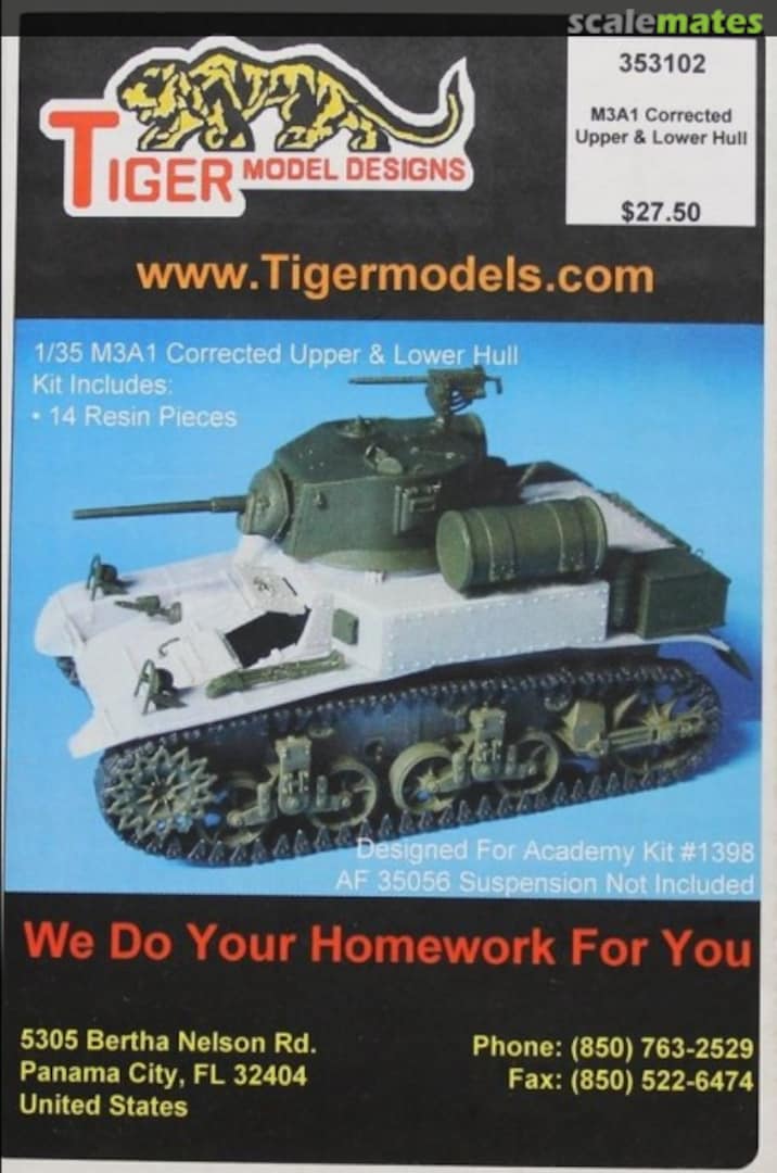 Boxart M3A1 Corrected Upper and Lower Hull 353102 Tiger Model Designs Boxart M3A1 Corrected Upper and Lower Hull 353102 Tiger Model Designs