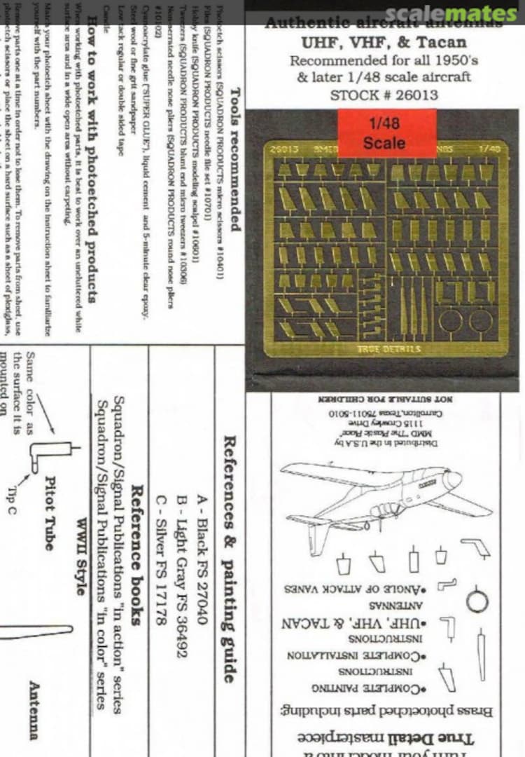 Boxart AUTHENTIC AIRCRAFT ANTENNAS UHF, VHF & TACAN 26013 True Details Boxart AUTHENTIC AIRCRAFT ANTENNAS UHF, VHF & TACAN 26013 True Details