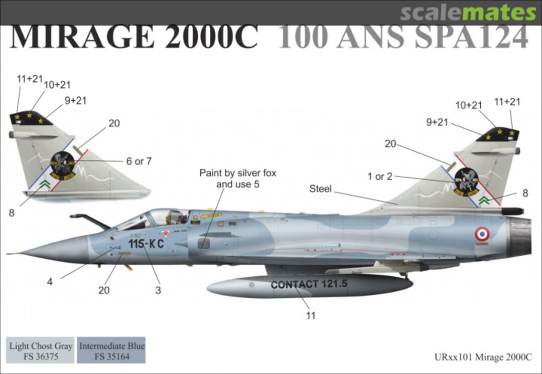Boxart Mirage 2000C 100-ans SPA124 UR48101 UpRise Decal Boxart Mirage 2000C 100-ans SPA124 UR48101 UpRise Decal