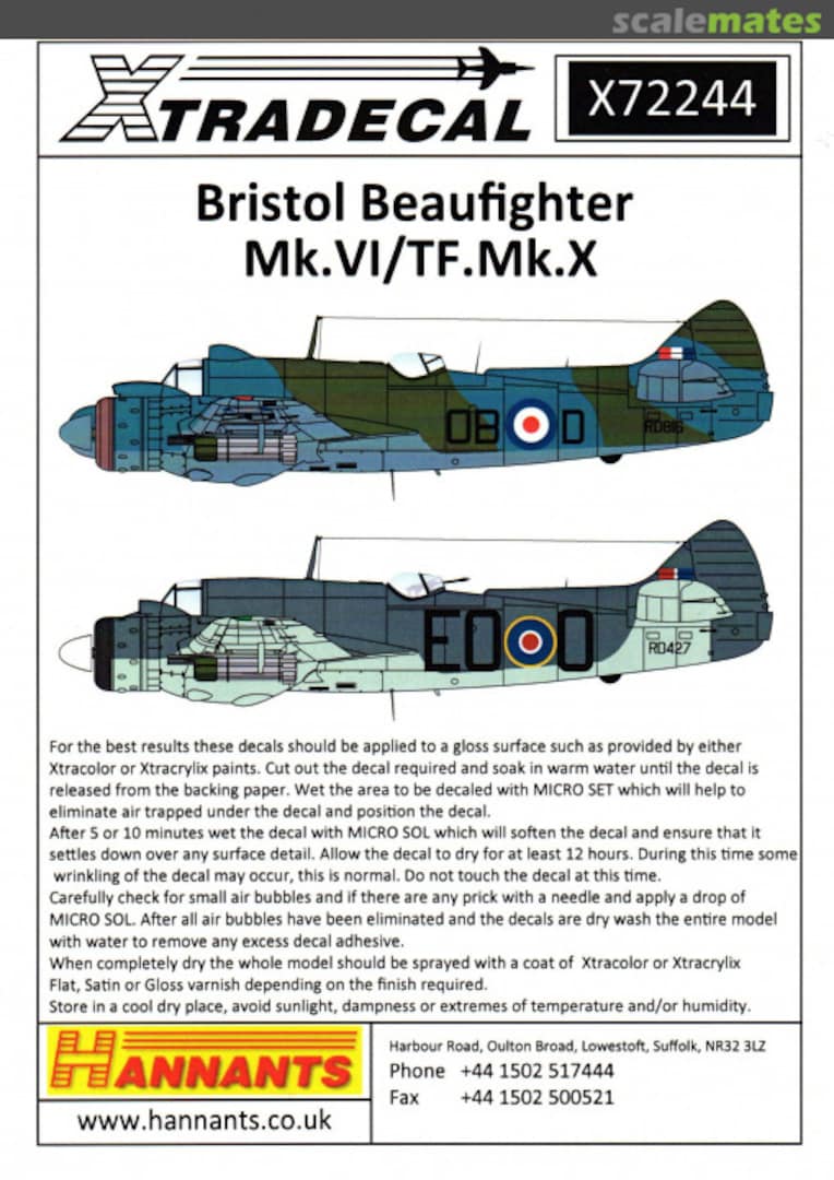 Boxart Bristol Beaufighter Mk.VI/TF.Mk.X X72244 Xtradecal Boxart Bristol Beaufighter Mk.VI/TF.Mk.X X72244 Xtradecal